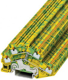 3214673, PTTBS 1,5/S-PE ground terminal block, 0.14...1.5 mm2 500 vac/vdc 17.5 a yellow /, Phoenix Contact