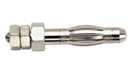 72918, Banana Plug with Threaded Stud, 3.8mm, Metal, 36A, 30/60VAC/VDC, Nickel-Plated, Pomona